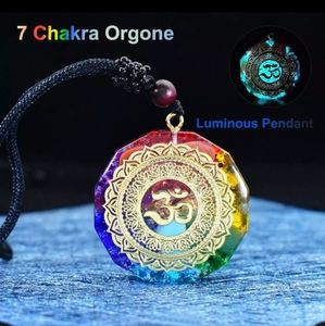 7 Chakra Orgone Pendant *Glow in the Dark Pendant and Necklace . * New *